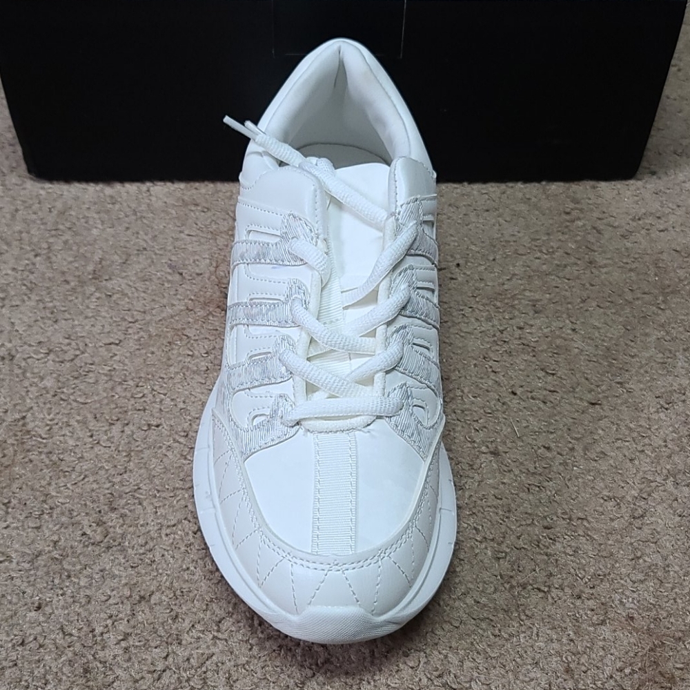 Chunky White Sneakers With Holographic Accents